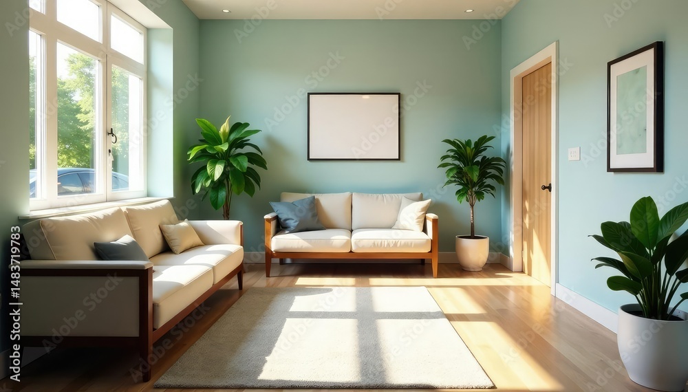 Fototapeta premium Friendly and welcoming doctor's office waiting area with comfortable seating and natural light , wellness center, comfortable, office