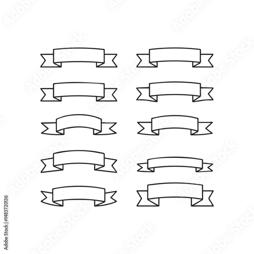 Ribbons Line Art Vector Set 