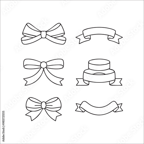 Ribbons Line Art Vector Set 