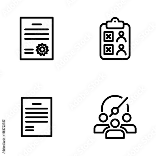 Hiring Process Line Icons. Recruitment, Job Application, Interview, Candidate Selection Vector Set