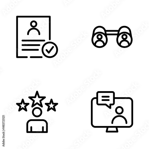 Hiring Process Line Icons. Recruitment, Job Application, Interview, Candidate Selection Vector Set