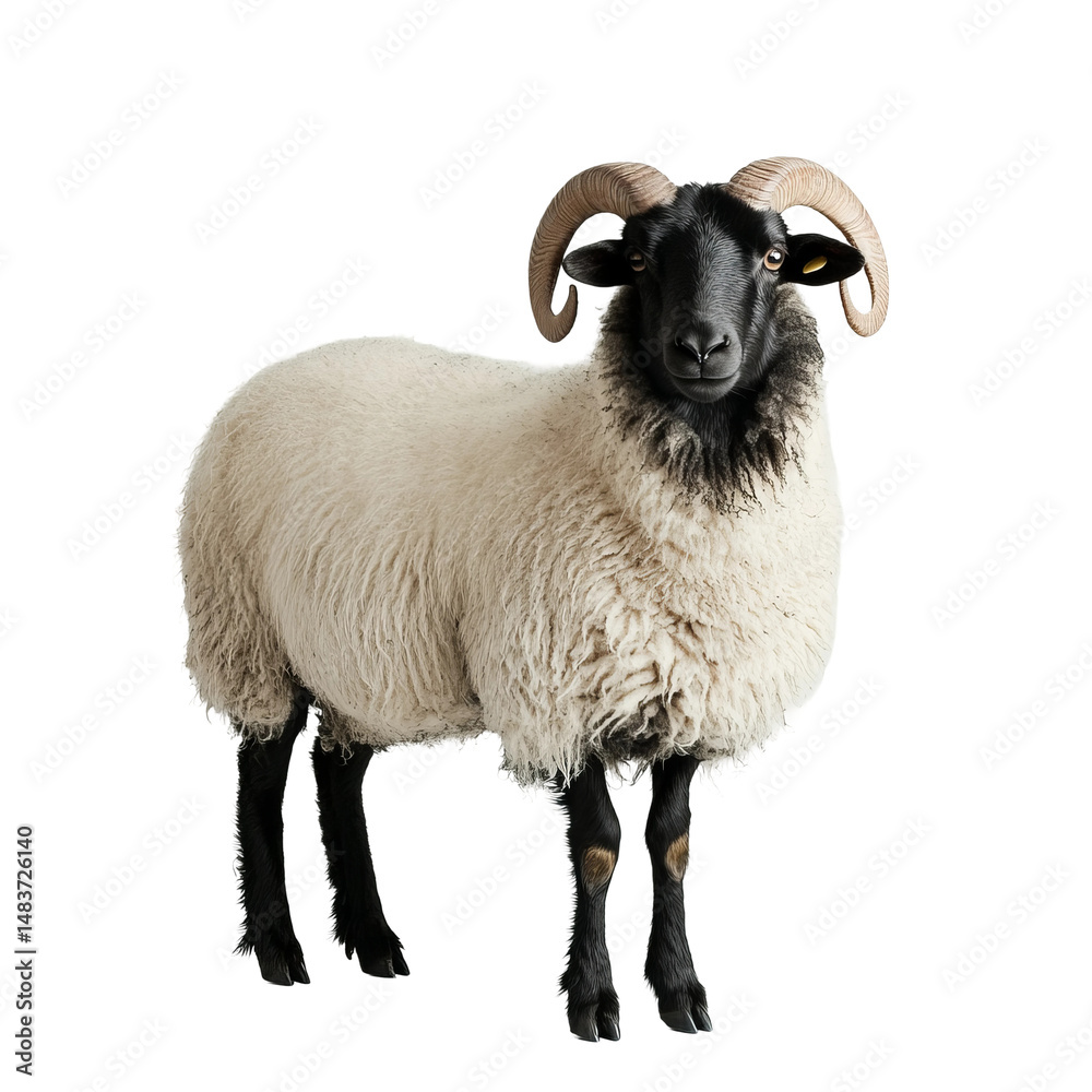 Fototapeta premium scandinavian sheep in timeless countryside scene 