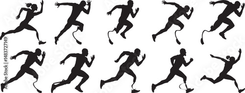 Powerful Silhouettes of Amputee Runners Showcasing Determination and Athleticism in Track and Field