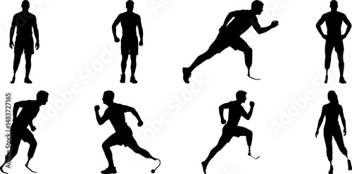 Powerful Silhouettes Amputee Athletes Running Jumping Posing Active Lifestyle