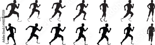 Powerful Silhouettes of Paralympic Runners Displaying Athleticism and Determination