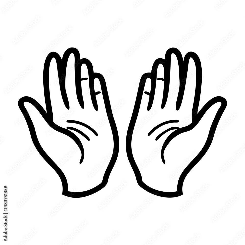 Outline of two hands open in gesture Outline of two hands open in gesture