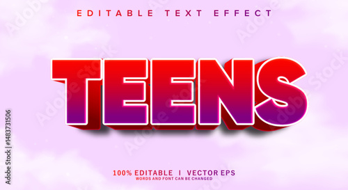  teens vector text effect with modern style design