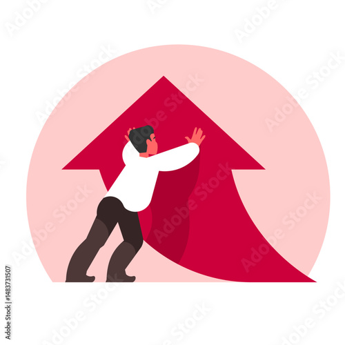 man pulling up financial arrow