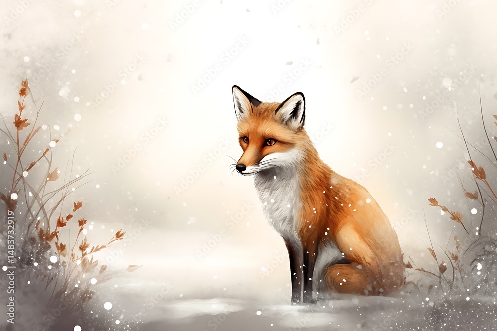 Obraz premium Fox in winter landscape.