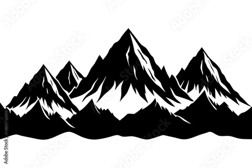 mountain landscape vector illustration, hand drawn mountains silhouettes 