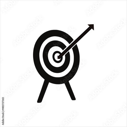 Silhouette of a target with an arrow hitting the center 