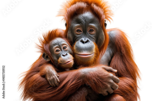 Endangered Orangutan Mother and Baby Embrace A Symbol of Conservation photo