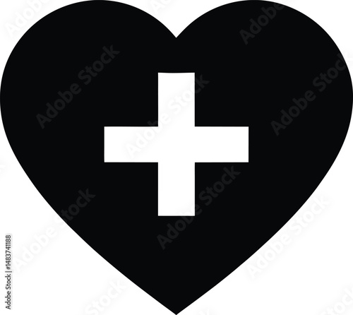 Heart Cross Medical Icon Vector Illustration