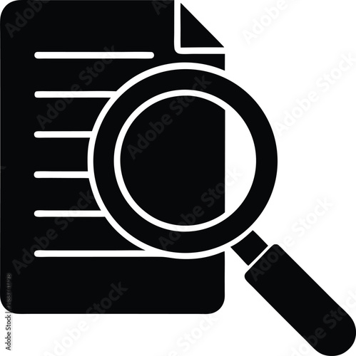 magnifying glass over document icon vector illustration