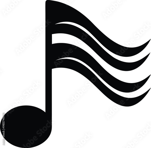 music note with wave icon vector illustration