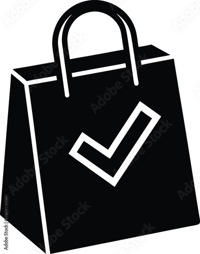 shopping bag with check icon vector illustration