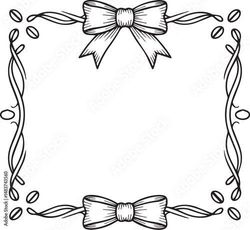 Handdrawn Ribbon  Frame Line Art Vector 