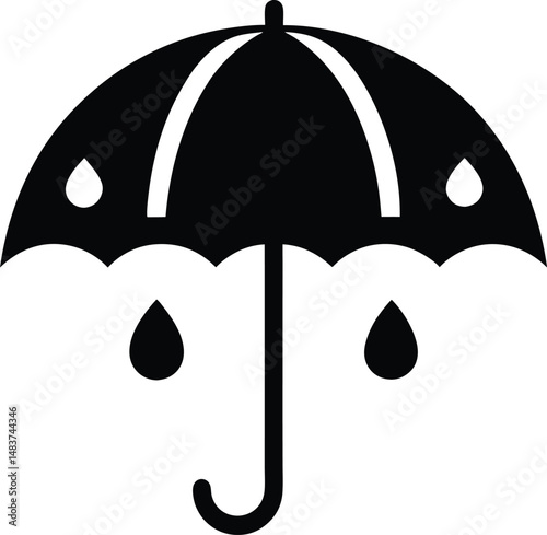 umbrella raindrops icon vector illustration
