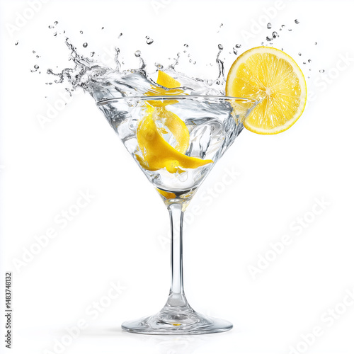 Wallpaper Mural Martini glass mid-air with twist of lemon and splash Torontodigital.ca