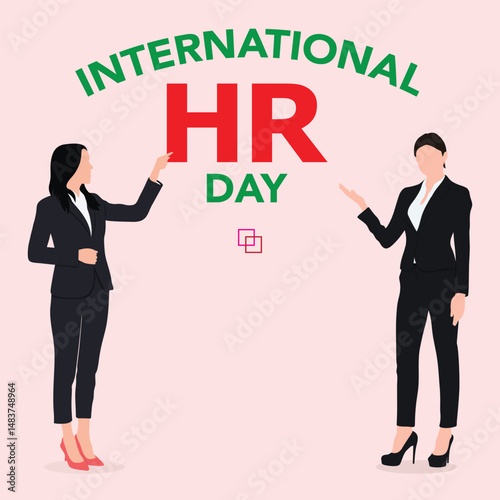 International HR Day illustration. Happy International HR Day with businesswomen.
