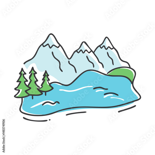 alpine lake icon, alpine lake vector illustration-simple illustration of alpine lake, perfect for alpine lake logos and icons
