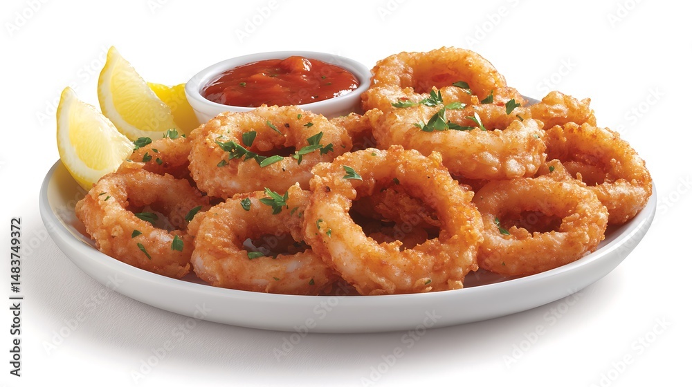 Fried Calamari with Lemon and Marinara Sauce Fried Calamari with Lemon and Marinara Sauce