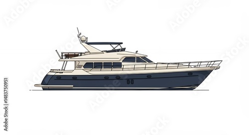 Luxury motor yacht side view