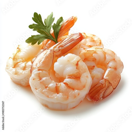 Fresh shrimp tails isolated on white backround
