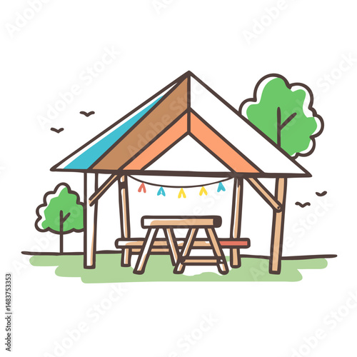 campground picnic shelter icon, campground picnic shelter vector illustration-simple illustration of campground picnic shelter, perfect for campground picnic shelter logos and icons