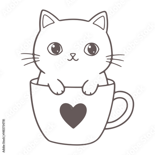 a cute kitten sitting in a teacup
