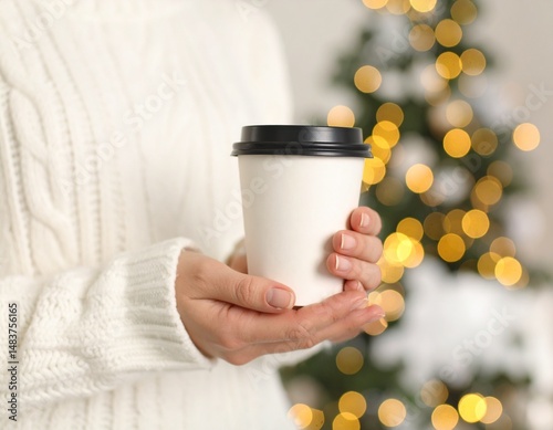Café para llevar en manos femeninas minimalistas