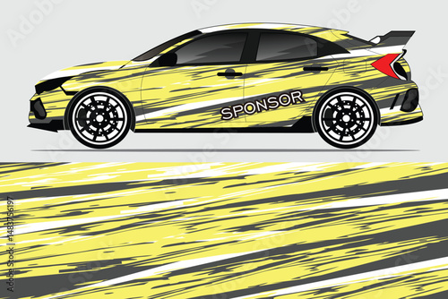 Sporty car design with dynamic stripes and wheels