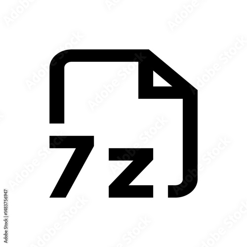 Illustration of a file icon with a folded corner and the text 7z indicating file compression type