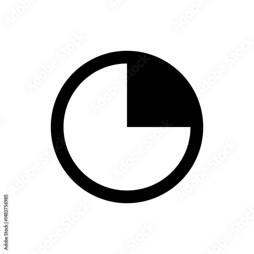 Black and white circle with a quarter filled in black representing a portion or a segment of the whole unit