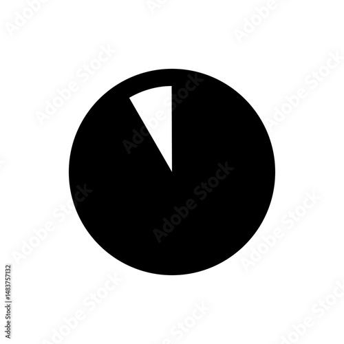 A black circle with a white triangle wedge cut out representing a portion of the whole shape design element