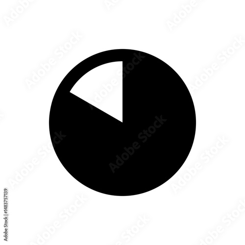 Black circle with a white wedge cut out of it in the upper left quadrant showing partial completion view