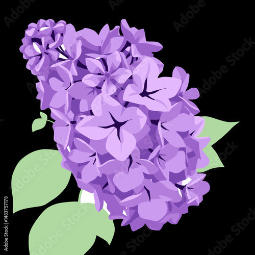 Violet Bloom: A stylized rendering of a cluster of vibrant lilac blossoms, capturing the delicate beauty and intricate details of this spring flower with its mesmerizing hue.