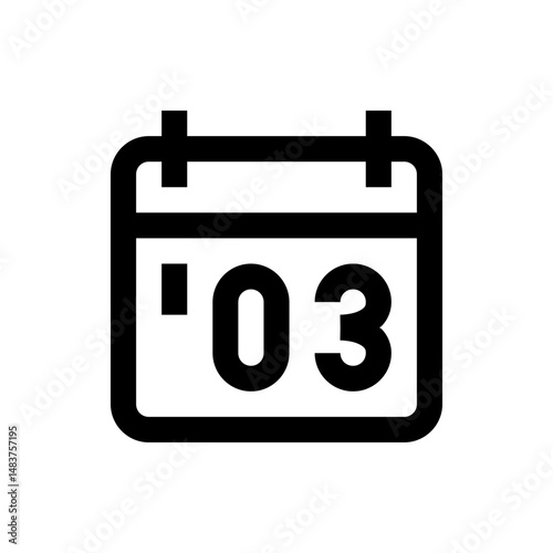 Black and white calendar icon showing the date as the third day of the month in a simple design