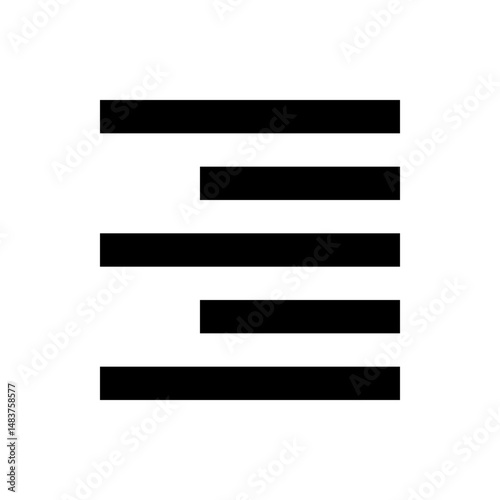 Illustration of horizontal lines arranged in a stacked formation with varying lengths on a white backdrop