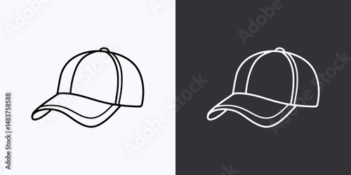 Cap Icon – Vector Outline – Black and White Preview