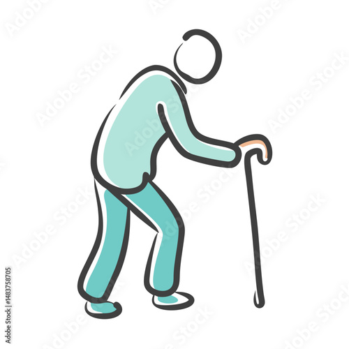 elderly person with cane icon, elderly person with cane vector illustration-simple illustration of elderly person with cane, perfect for elderly person with cane logos and icons