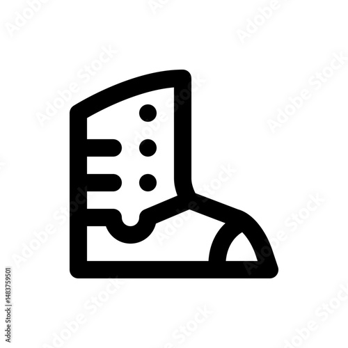 A simple black outline of a boot with three circular accents along the upper portion of the footwear design