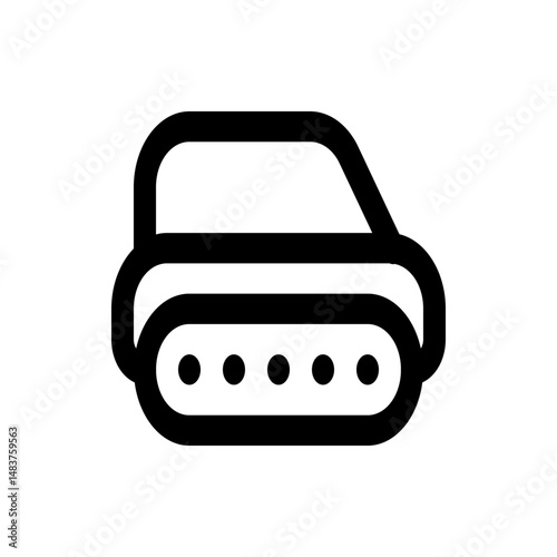 A simple black and white line drawing of a tracked vehicle with visible rollers in a side view icon