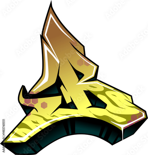 Graffiti B, letter B with a dynamic color combination and looks glowing