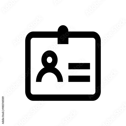Illustration of a black and white identification card with a person icon and text lines on a white background