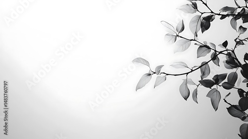 Monochrome leaves against bright sky