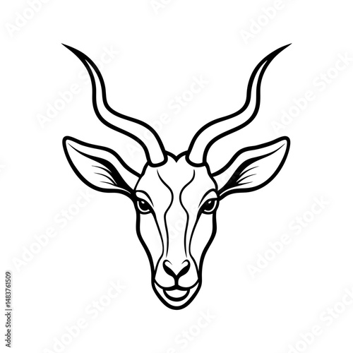 outline eland antelope head line art silhouette vector