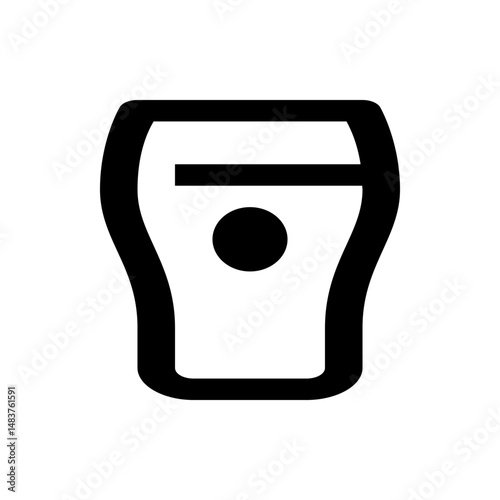 Illustration of a pint glass with a black fill, featuring a head and a small oval shape in the middle section