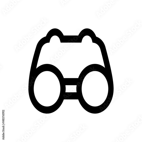 Illustration of black binoculars with two circular lenses and a connecting bridge on a white background