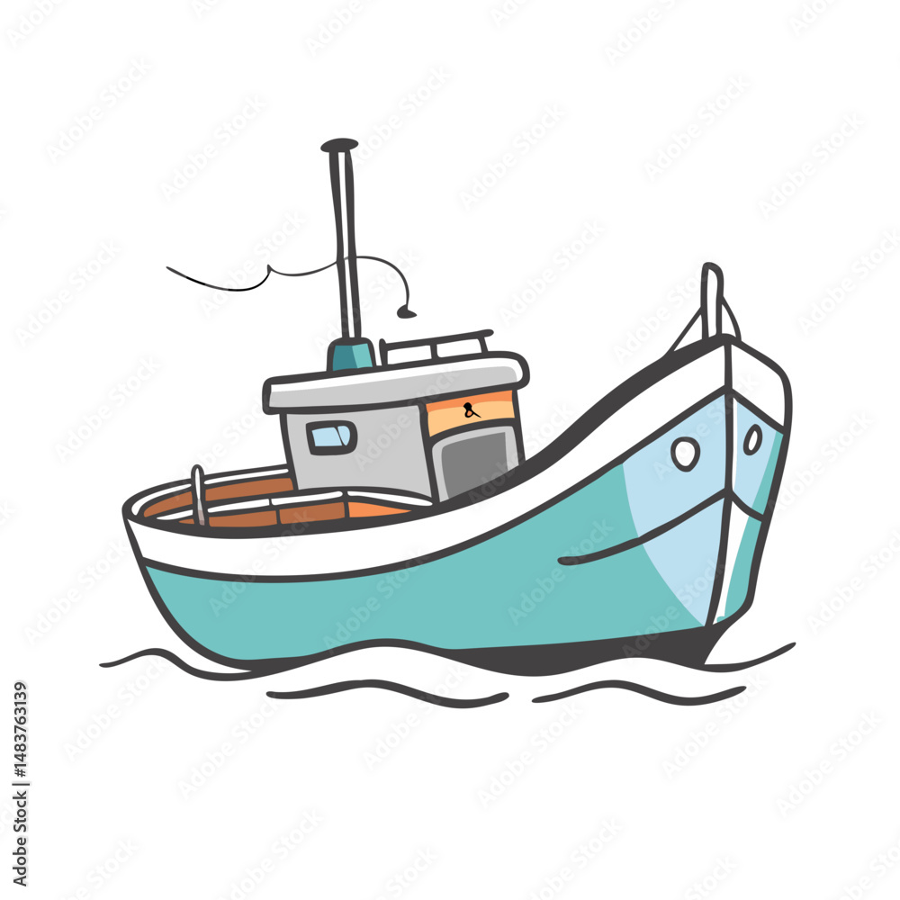Naklejka premium fishing boat icon, fishing boat vector illustration-simple illustration of fishing boat, perfect for fishing boat logos and icons